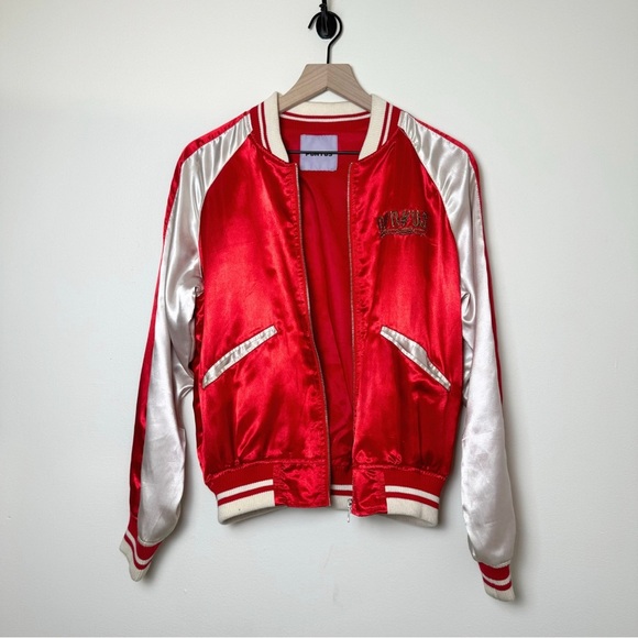 PUNYUS | Japanese Souvenir Bomber Jacket | Satin | Red | Embroidered | Small - Picture 9 of 15